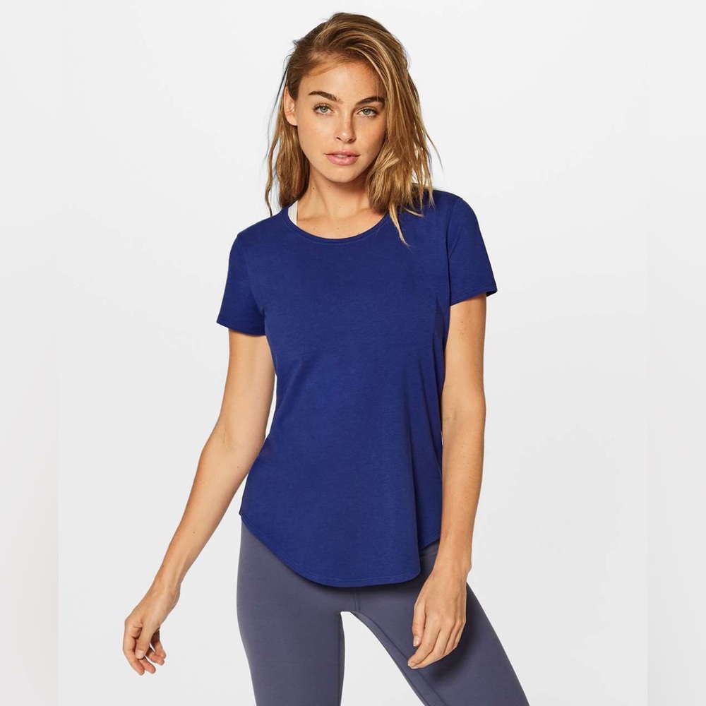 lululemon athletica Short Sleeve Crew Tee in Deep Blue